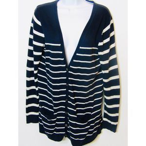GAP Navy White Striped Cardigan Size L